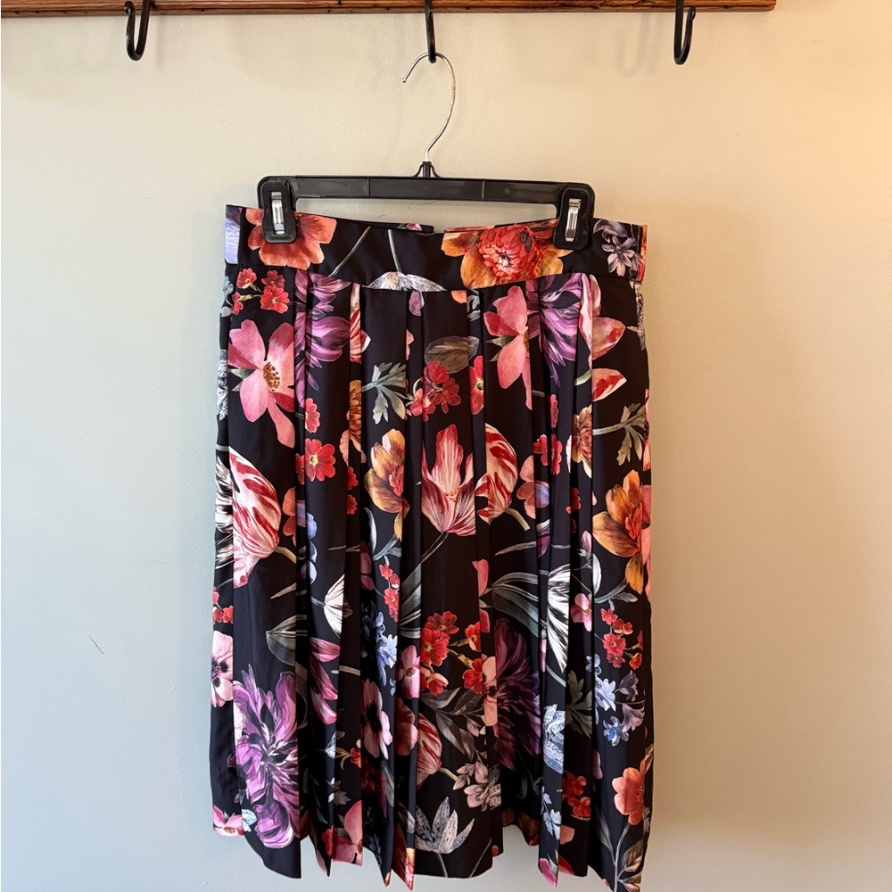 J. Crew Black Floral A-Line Skirt